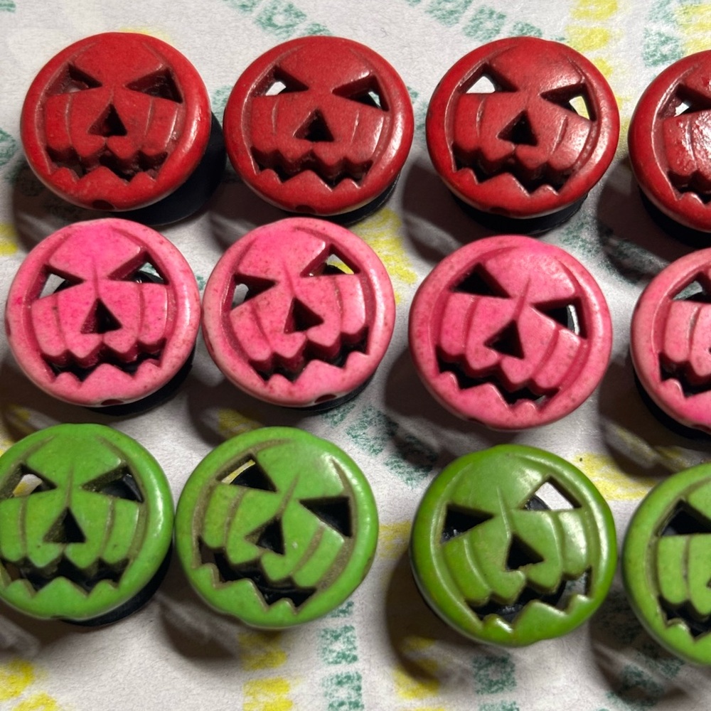 Spooky Red Pumpkin CROCs charm Button Set of 6